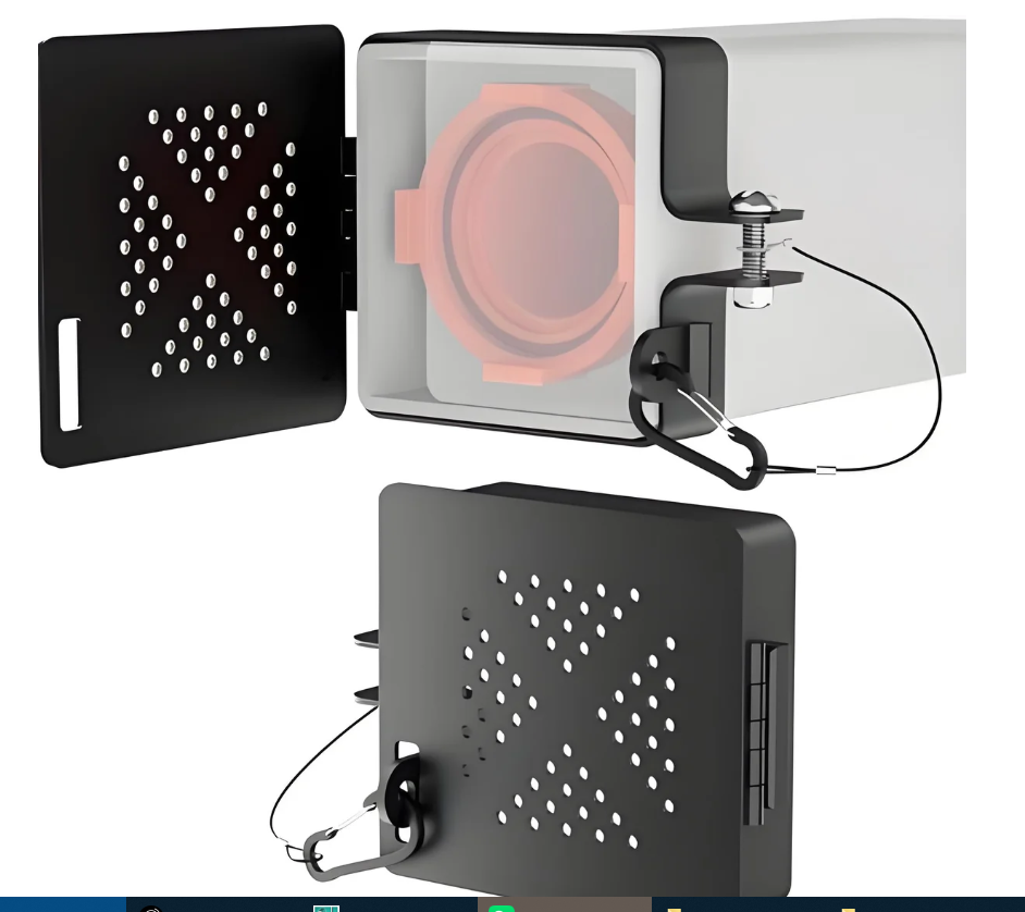 Custom aluminum RV bumper end cap with perforated locking door - manufactured by Xinhe Metal
