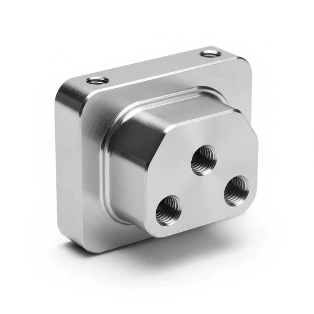 Precision CNC machined aluminum bracket with threaded holes
