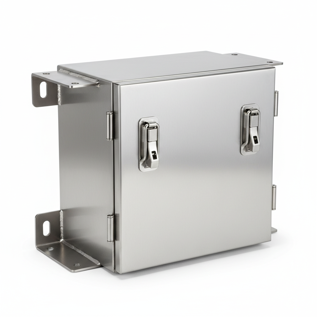 Custom sheet metal enclosure with welded mounting brackets